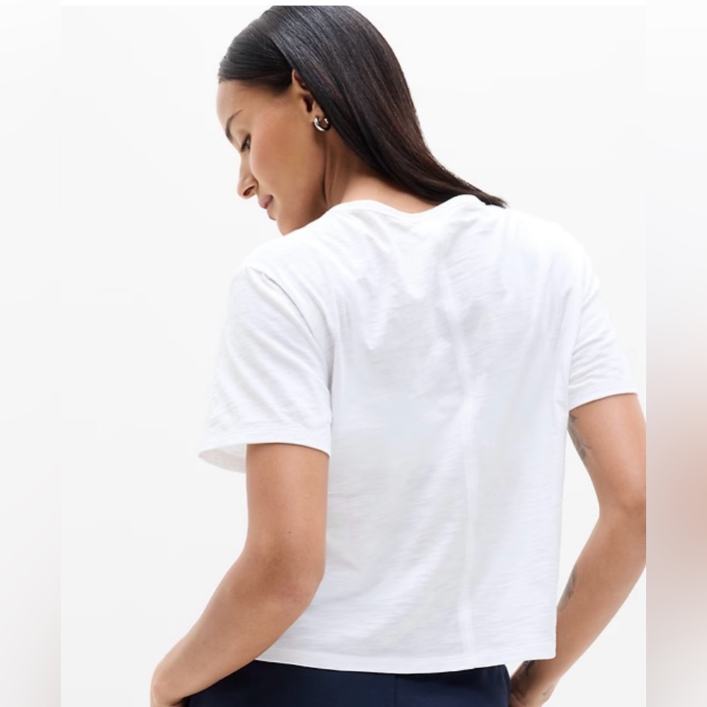 🏷️NWT Athleta Size Large Essential Slub Tee Bright White Semi-Fitted Crew Neck - Picture 16 of 16